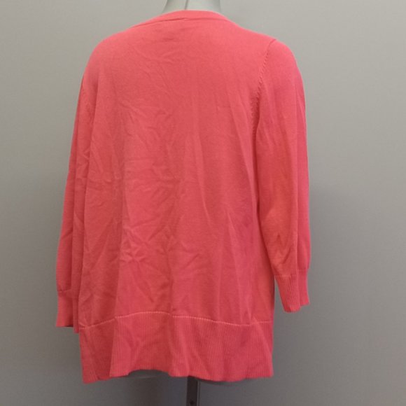 AB Studio 100% cotton Barbie Pink full button v neck cardigan Barbiecore sz L - Picture 3 of 5